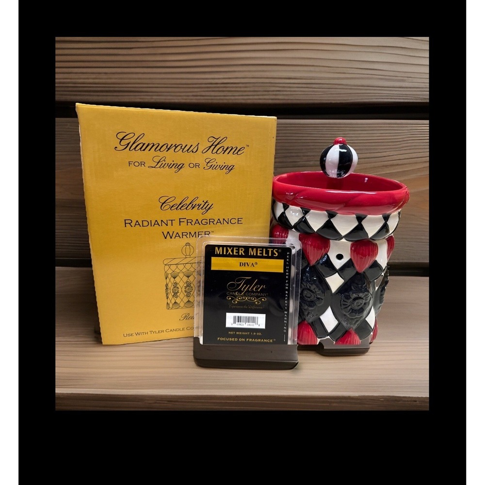 Tyler Candle Co Celebrity Radiant Fragrance Warmer RedBlack Harlequin Diva Melts